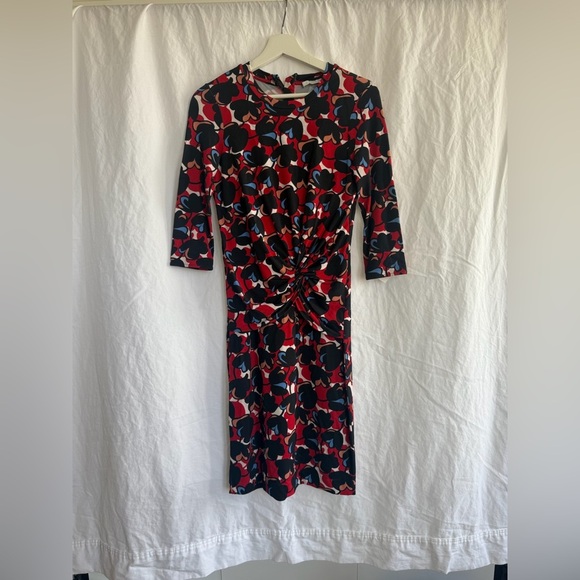 BOSS ELEIKA PRINT JERSEY SHEATH DRESS FLORAL RED BLACK Size XS - Picture 2 of 16